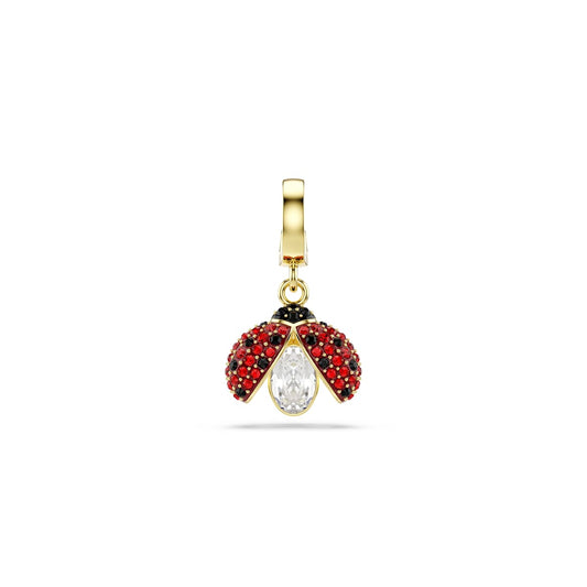Swarovski Idyllia Charm, Mixed Cuts, Ladybug, Red, Gold-Tone Plated