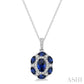 6X4 MM Oval Cut & 4X2 MM Marquise Cut Sapphire and 1/6 Ctw Round Cut Diamond Precious Pendant With Chain in 14K White Go