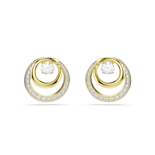 Swarovski Hyperbola Stud Earrings, Round cut, White, Gold-tone plated