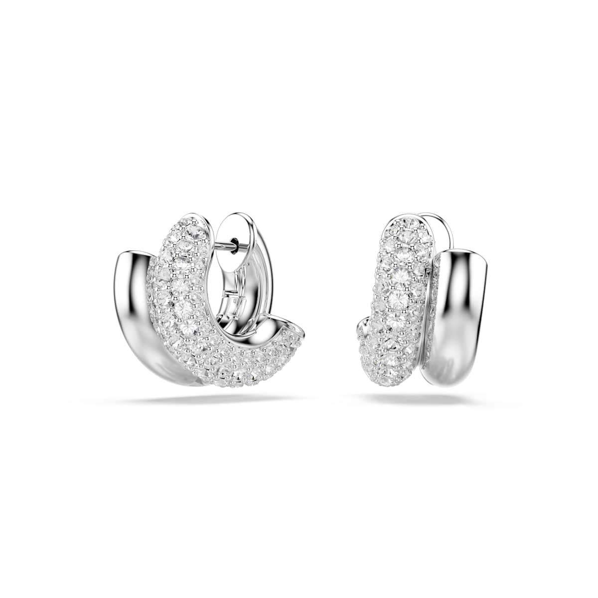 Swarovski Dextera Hoop Earrings, Round cut, Mini, White, Rhodium plated