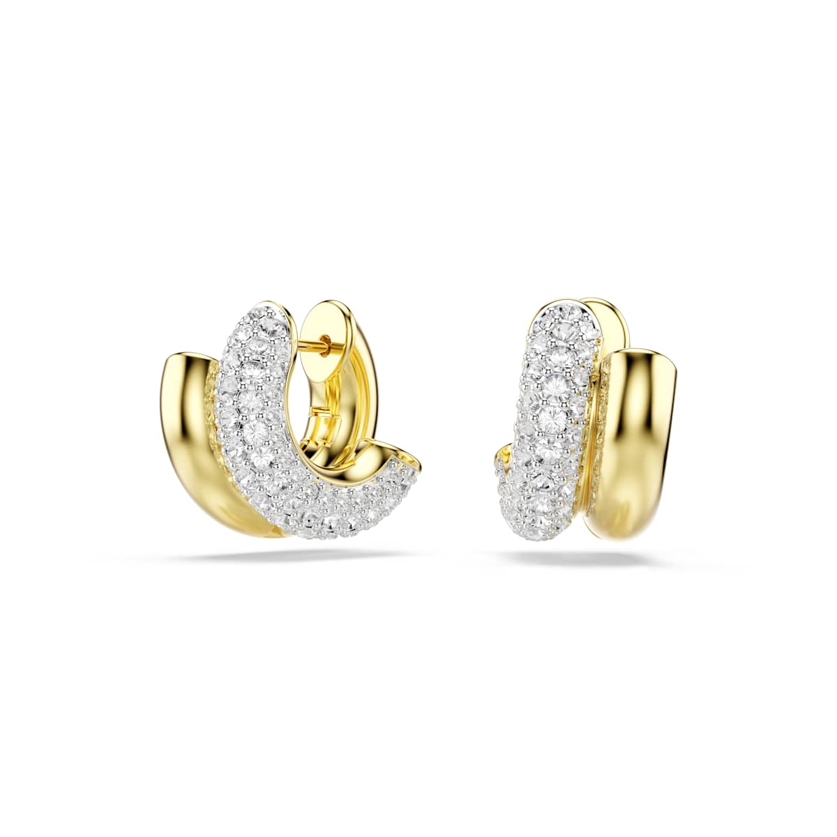 Swarovski Dextera Hoop Earrings, Round cut, Mini, White, Gold-tone plated
