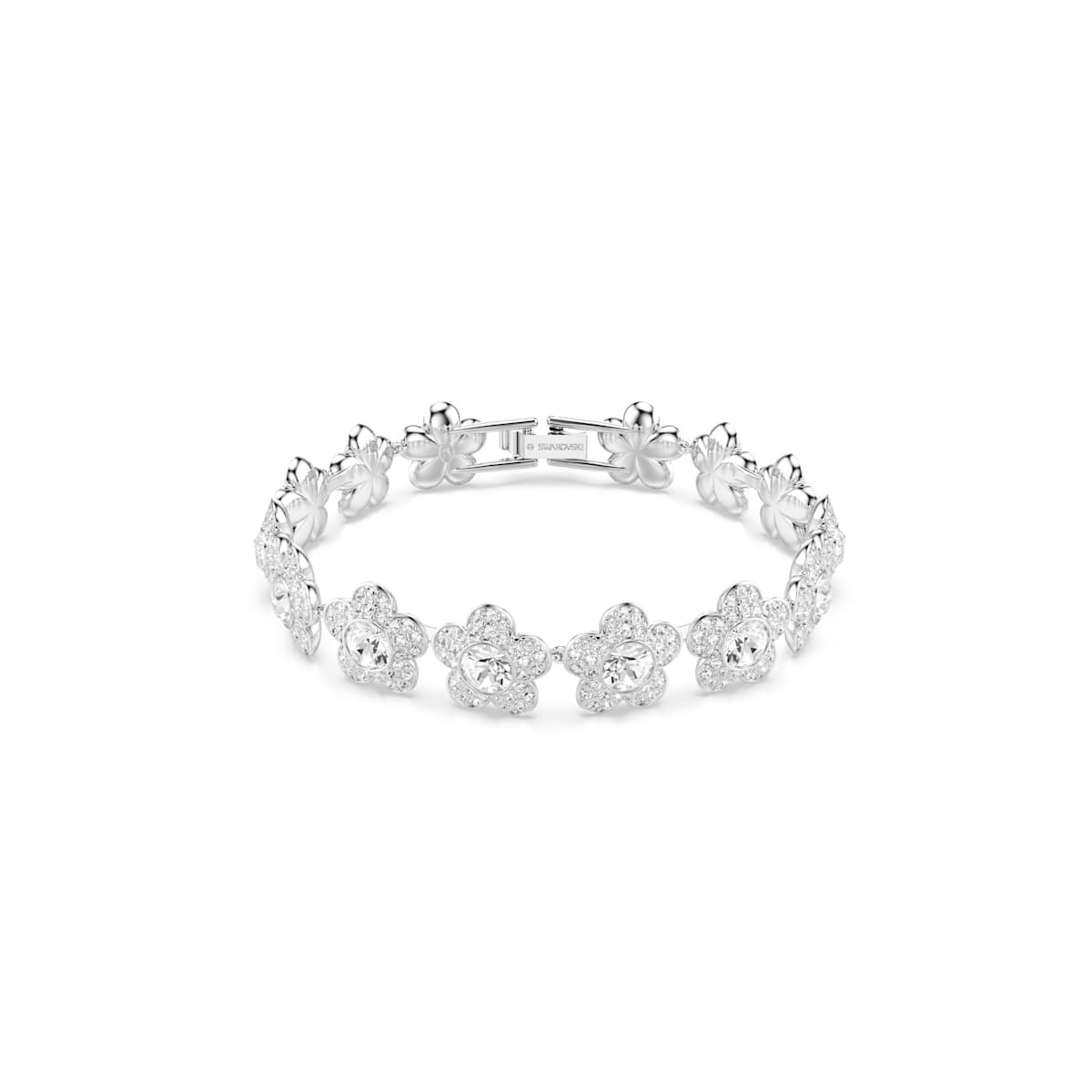 Swarovski Ariana Grande x Swarovski Bracelet, Round cut, Flower, White, Rhodium plated