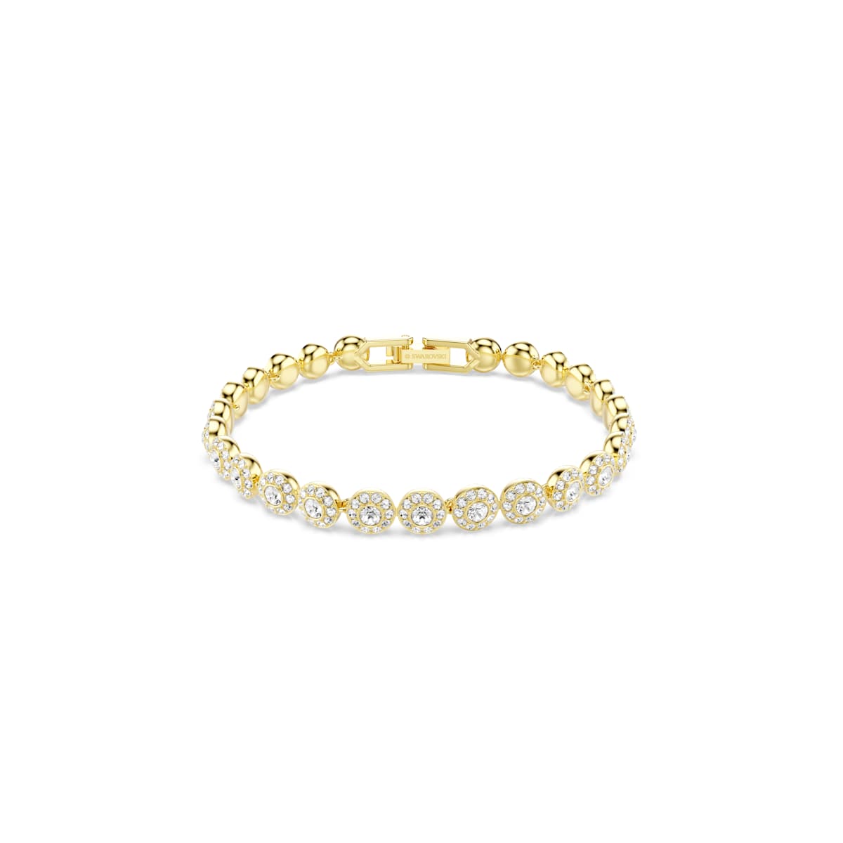Swarovski Una Angelic Bracelet, Round cut, White, Gold-tone plated