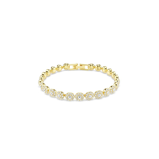 Swarovski Una Angelic Bracelet, Round cut, White, Gold-tone plated