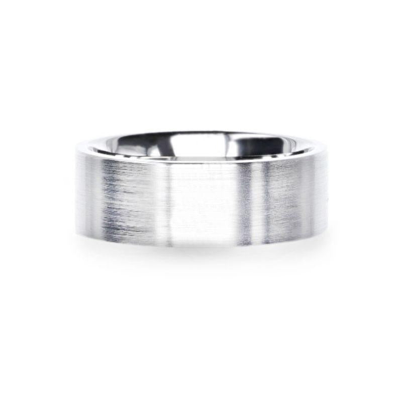 ARISTOCRAT Silver Brushed Finish Flat Style Wedding Band - 4mm & 8mm