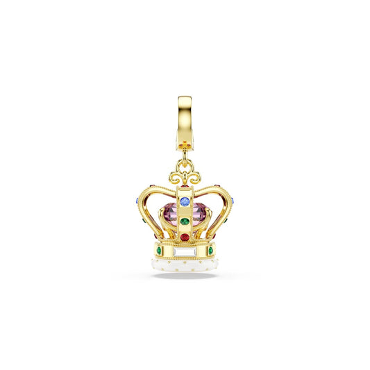 Swarovski Minions Crown Charm, Mixed cuts, Multicolored, Gold-tone plated