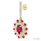 5X3 MM Oval Cut & 1.45 MM Round Cut Ruby and 1/3 Ctw Round Cut Diamond Precious Earrings in 14K Yellow Gold