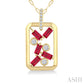 4X2 MM Scatter Baguette Cut Ruby and 1/6 Ctw Round Cut Diamond Precious Fashion Pendant With Chain in 14K Yellow Gold