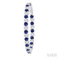 2.3 MM Round Sapphire and 1 1/2 Ctw Round Cut Diamond Inside & Outside Alternating Precious Hoop Earrings in 14K White G