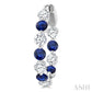 3.3 MM Round Cut Sapphire and 1 5/8 Ctw Round Cut Diamond Precious Inside-Out Alternating Hoop Earrings in 14K White Gol