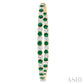 2.5 MM Round Cut Emerald and 2 1/2 Ctw Round Cut Diamond Precious Inside-Out Alternating Hoop Earrings in 14K Yellow Gol