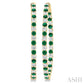 2.5 MM Round Cut Emerald and 2 1/2 Ctw Round Cut Diamond Precious Inside-Out Alternating Hoop Earrings in 14K Yellow Gol