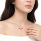 4X2 MM Marquise Cut Ruby and 1/6 Ctw Zig-Zag Round Cut Diamond Precious Necklace in 14K Yellow Gold