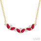 4X2 MM Marquise Cut Ruby and 1/6 Ctw Zig-Zag Round Cut Diamond Precious Necklace in 14K Yellow Gold