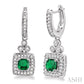4X4 MM Cushion Shape Emerald and 1/3 Ctw Round Cut Diamond Earrings in 14K White Gold
