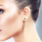 3.3 MM Round Cut Emerald and 1/2 Ctw Lovebright Diamond Precious Earrings in 14K White Gold