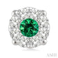 3.3 MM Round Cut Emerald and 1/2 Ctw Lovebright Diamond Precious Earrings in 14K White Gold