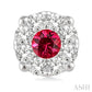 3.3 MM Round Cut Ruby and 1/2 Ctw Lovebright Diamond Precious Earrings in 14K White Gold