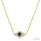 2.60 MM Round Cut Sapphire and 1/10 Ctw Evil Eye Round Cut Diamond Precious Petite Fashion Pendant With Chain in 10K Yel