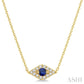 2.60 MM Round Cut Sapphire and 1/10 Ctw Evil Eye Round Cut Diamond Precious Petite Fashion Pendant With Chain in 10K Yel