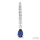 5X3 MM Pear Cut Sapphire and 1/8 Ctw Round Cut Diamond Petite Fashion Huggie Earrings in 10K White Gold