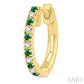1.35 MM Round Shape Emerald and 1/10 Ctw Petite Round Cut Diamond Precious Fashion Huggies in 10K Yellow Gold