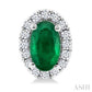 5X3 MM Oval Shape Emerald and 1/8 Ctw Round Cut Diamond Halo Precious Stud Earrings in 14K White Gold