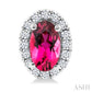 5X3 MM Oval Shape Pink Tourmaline and 1/8 Ctw Round Cut Diamond Halo Semi-Precious Stud Earrings in 14K White Gold