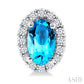 5X3 MM Oval Shape Blue Topaz and 1/8 Ctw Round Cut Diamond Halo Semi-Precious Stud Earrings in 10K White Gold