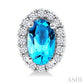5X3 MM Oval Shape Blue Topaz and 1/8 Ctw Round Cut Diamond Halo Semi-Precious Stud Earrings in 10K White Gold