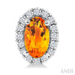 5X3 MM Oval Shape Citrine and 1/8 Ctw Round Cut Diamond Halo Semi-Precious Stud Earrings in 10K White Gold