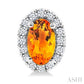 5X3 MM Oval Shape Citrine and 1/8 Ctw Round Cut Diamond Halo Semi-Precious Stud Earrings in 10K White Gold