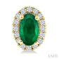 5X3 MM Oval Shape Emerald and 1/8 Ctw Round Cut Diamond Halo Precious Stud Earrings in 10K Yellow Gold
