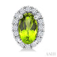 5X3 MM Oval Shape Peridot and 1/8 Ctw Round Cut Diamond Halo Semi-Precious Stud Earrings in 10K White Gold