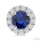 3.25 MM Round Sapphire and 1/10 Ctw Round Cut Diamond Halo Precious Stud Earrings in 10K White Gold