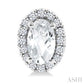 5X3 MM Oval Shape White Topaz and 1/8 Ctw Round Cut Diamond Halo Semi-Precious Stud Earrings in 10K White Gold