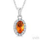 5X3 MM Oval Shape Citrine and 1/20 Ctw Round Cut Diamond Halo Semi-Precious Pendant with Chain in 10K White Gold