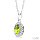 5X3 MM Oval Shape Peridot and 1/20 Ctw Round Cut Diamond Halo Semi-Precious Pendant with Chain in 10K White Gold