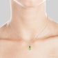 5X3 MM Oval Shape Peridot and 1/20 Ctw Round Cut Diamond Halo Semi-Precious Pendant with Chain in 10K White Gold