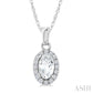 5X3 MM Oval Shape White Topaz and 1/20 Ctw Round Cut Diamond Halo Semi-Precious Pendant with Chain in 10K White Gold