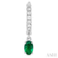 5X3 MM Oval Cut Emerald and 1/8 Ctw Petite Round Cut Diamond Precious Fashion Huggies in 10K White Gold