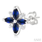 4X2 MM Marquise Shape Sapphire and 1/10 Ctw Round Cut Diamond Blossom Earrings in 10K White Gold