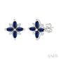 4X2 MM Marquise Shape Sapphire and 1/10 Ctw Round Cut Diamond Blossom Earrings in 10K White Gold