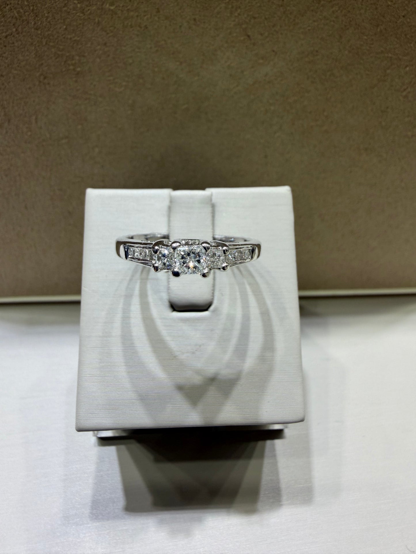 Hi1/2 CTW Princess Cut Three-Stone Diamond Engagement Ring | 14K White Gold
