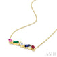 4X2 MM Baguette Cut Multi Gemstone and 1/5 Ctw Baguette and Round Cut Diamond Precious Bar Necklace in 14K Yellow Gold