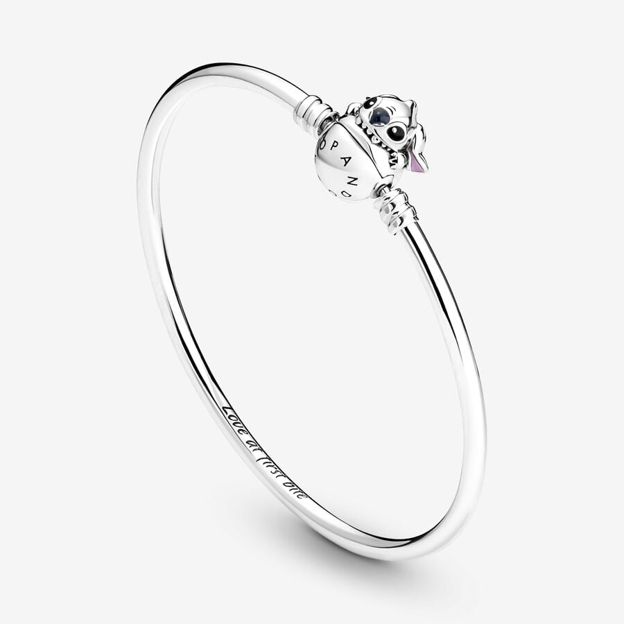 Pandora Moments Disney Stitch Biting Clasp Bangle | Monica Jewelers