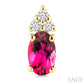 1/20 Ctw Oval Cut 5X3 MM Pink Tourmaline and Round Cut Diamond semi-precious Earrings in 10K Yellow Gold