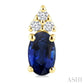 1/20 Ctw Oval Cut 5X3 MM Sapphire and Round Cut Diamond Precious Earrings in 10K Yellow Gold