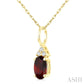 1/50 Ctw Oval Cut 6X4 MM Garnet and Round Cut Diamond Semi-Precious Pendant With Chain in 10K Yellow Gold