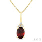 1/50 Ctw Oval Cut 6X4 MM Garnet and Round Cut Diamond Semi-Precious Pendant With Chain in 10K Yellow Gold